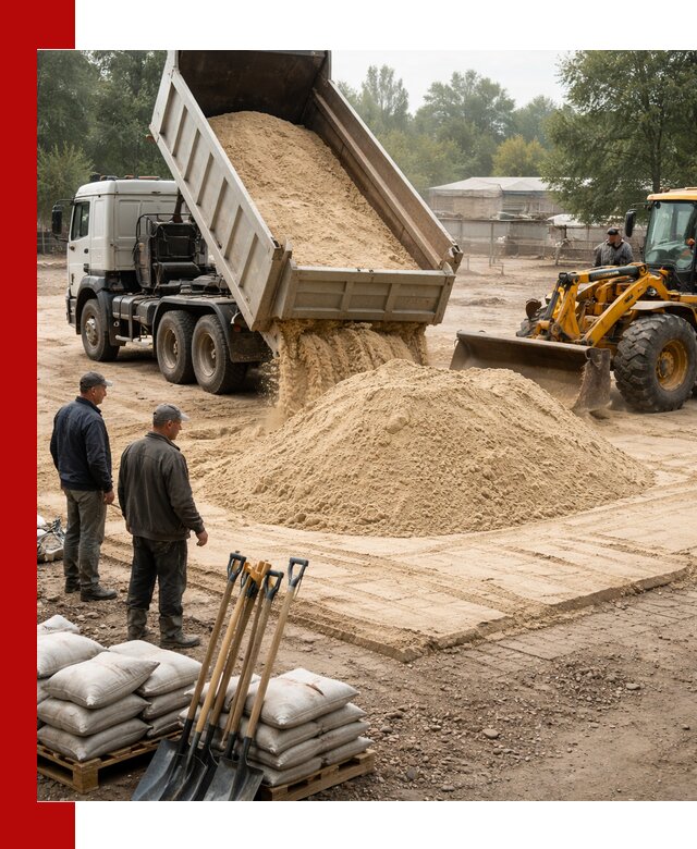 Доставка мытого песка в Волгограде с самосвалами по выгодной цене