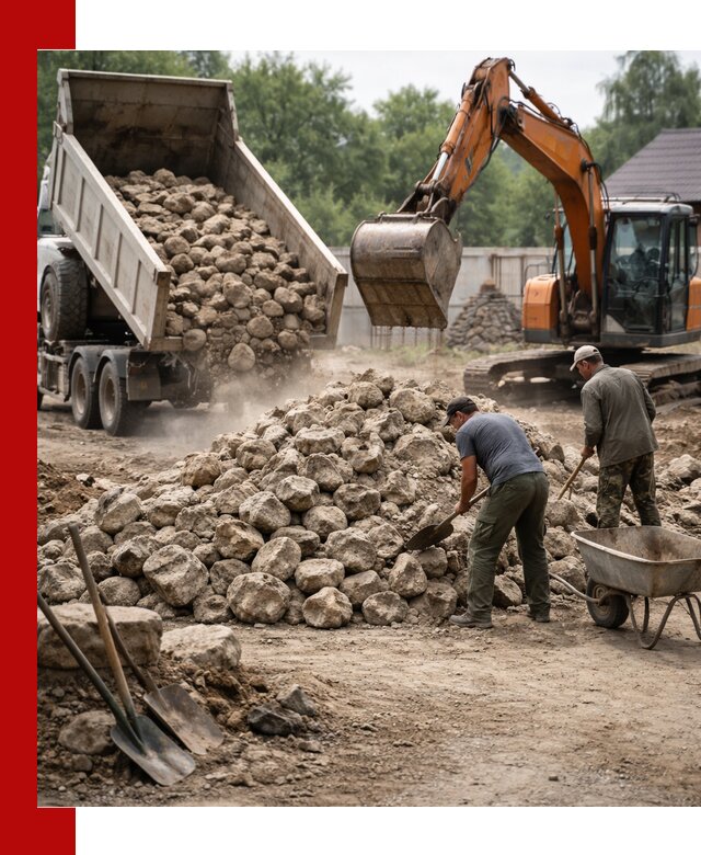 Доставка и разгрузка бутового камня в Волгограде