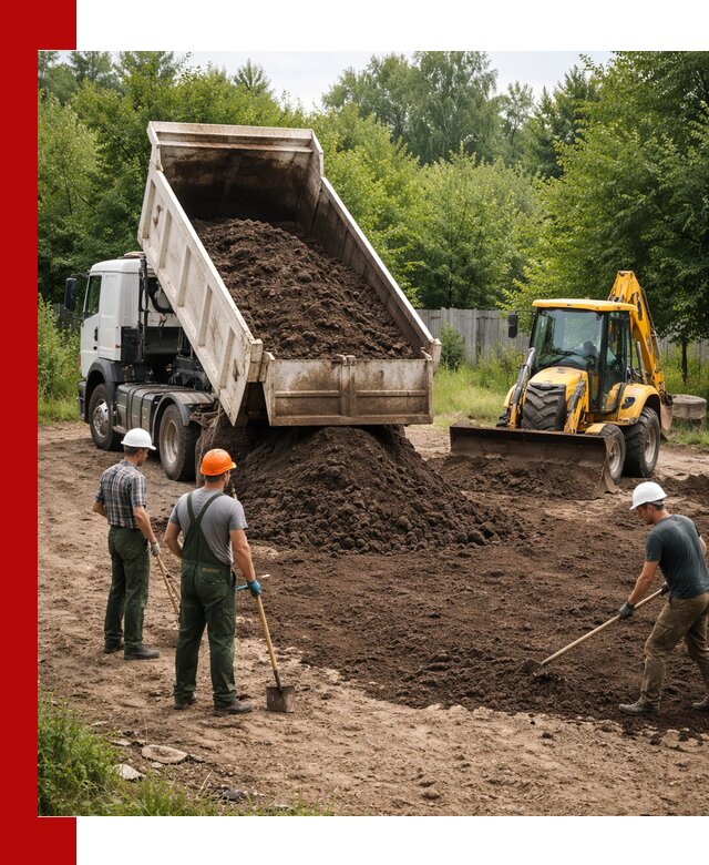 Доставка и укладка грунта для выравнивания участка в Волгограде