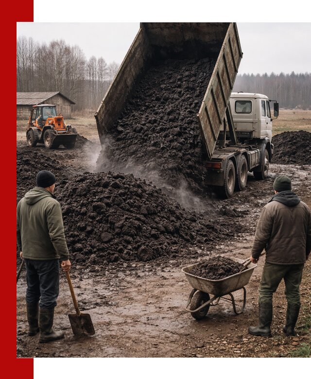 Доставка низинного торфа с разгрузкой и доставкой в Волгограде