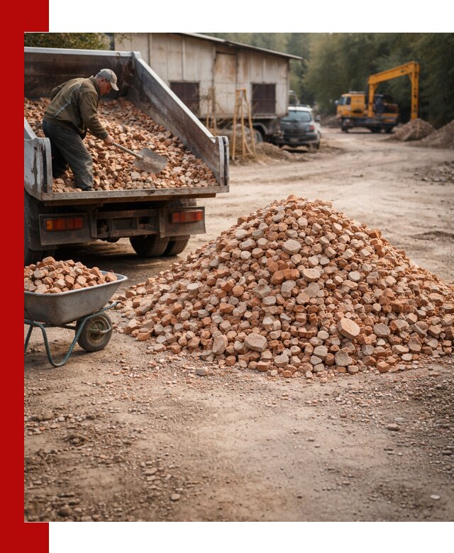 Доставка и подушка из боя кирпича с разгрузкой в Волгограде