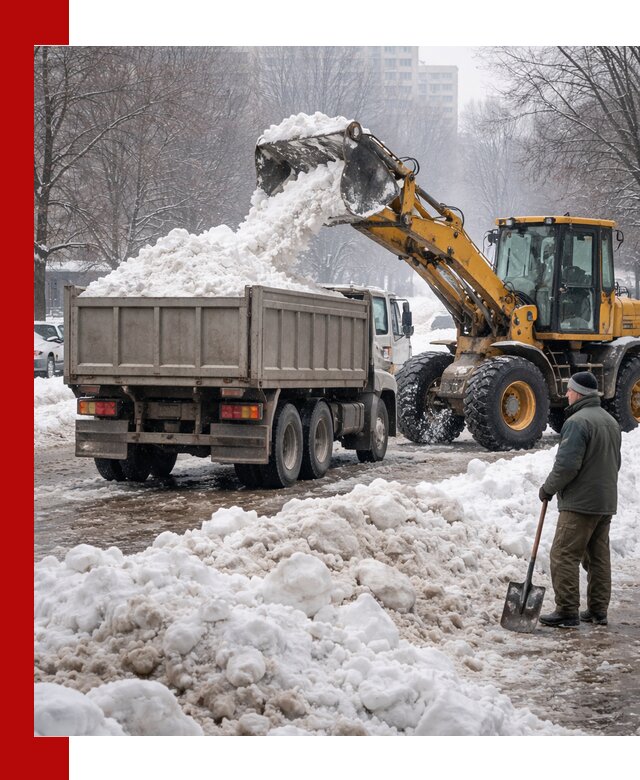 Вывоз снега грузовой техникой в Волгограде оперативно и чисто