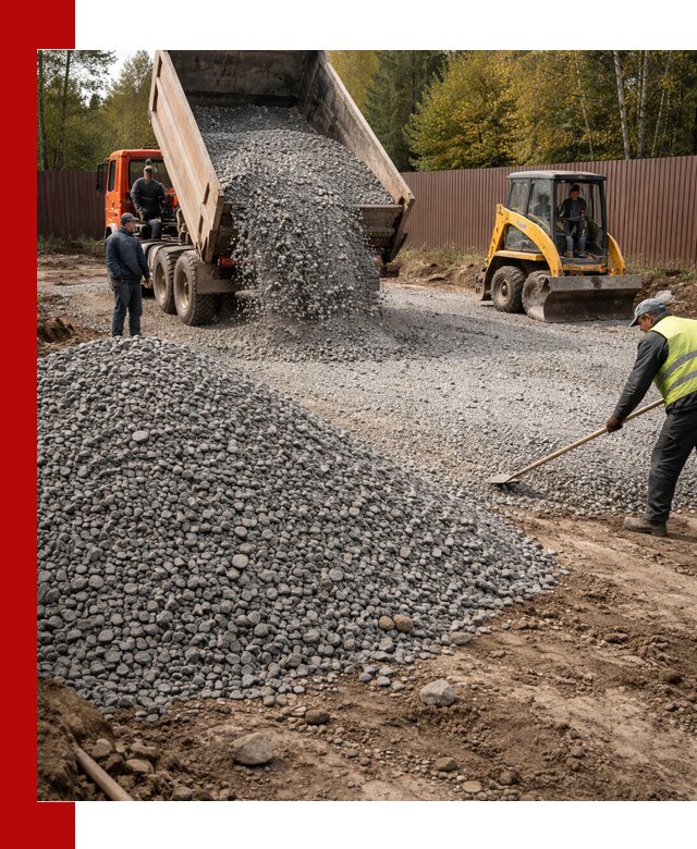 Отсыпка участка щебнем с доставкой и уплотнением в Волгограде